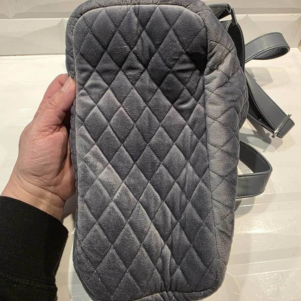 Vera Bradley Drawstring Backpack Solid Gray Velour 10 x 10 x‎ 5